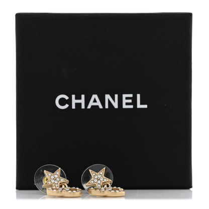 Chanel Metal Crystal CC Star Drop Earrings Gold 5 of 5