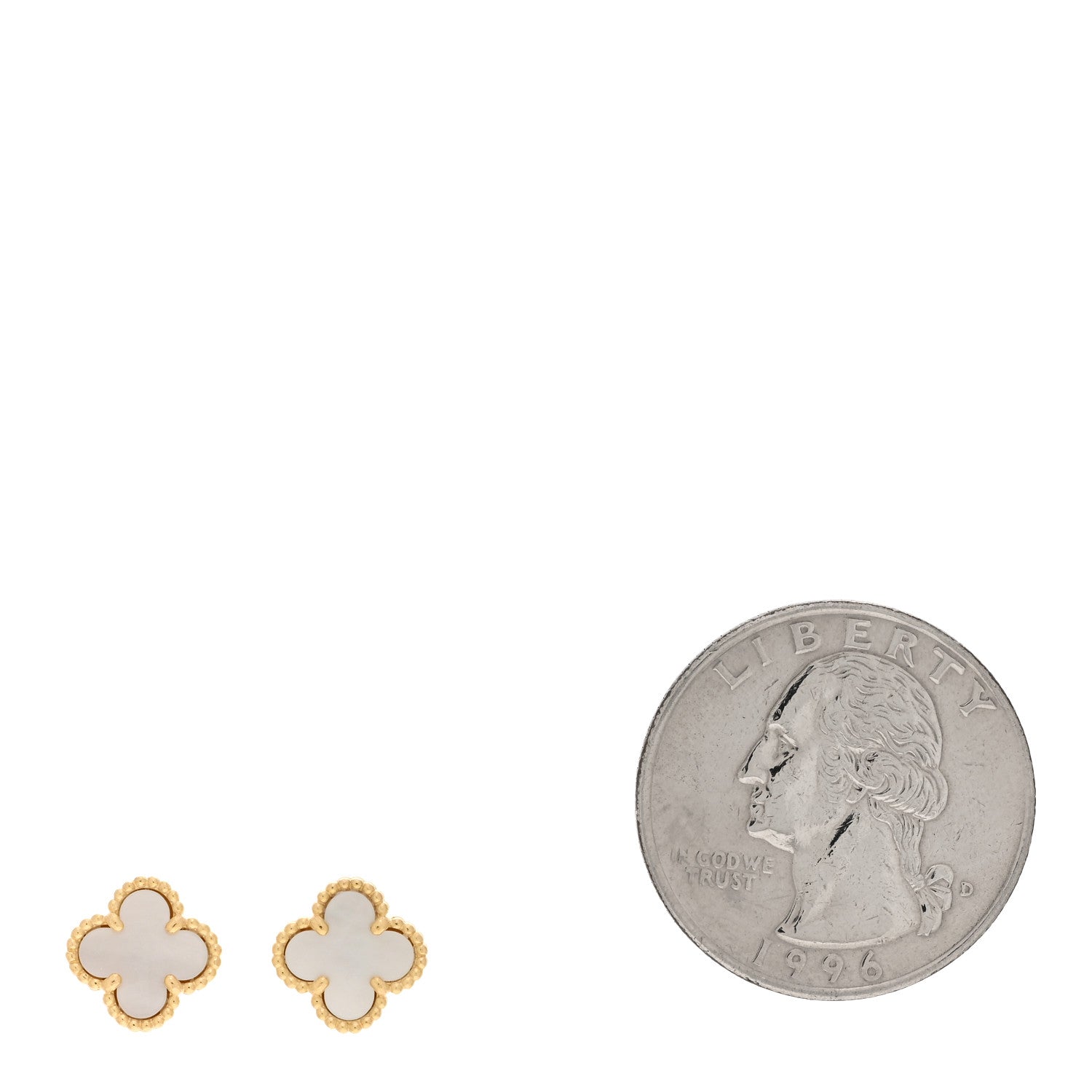 Van Cleef & Arpels 18K Yellow Gold Mother of Pearl Sweet Alhambra Earrings 2 of 4
