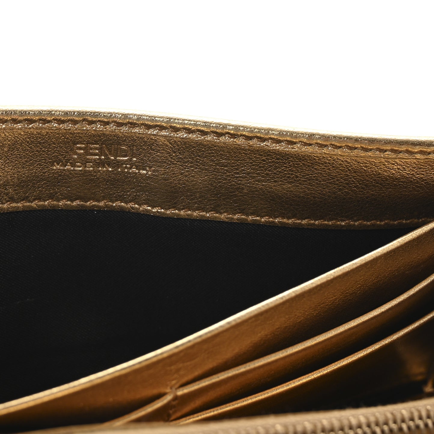 Vitello Catalan Mirror FF 1974 Embossed Continental Wallet Gold