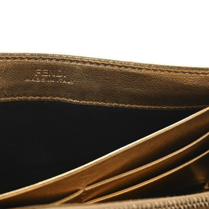 Fendi Vitello Catalan Mirror FF 1974 Embossed Continental Wallet Gold 6 of 7