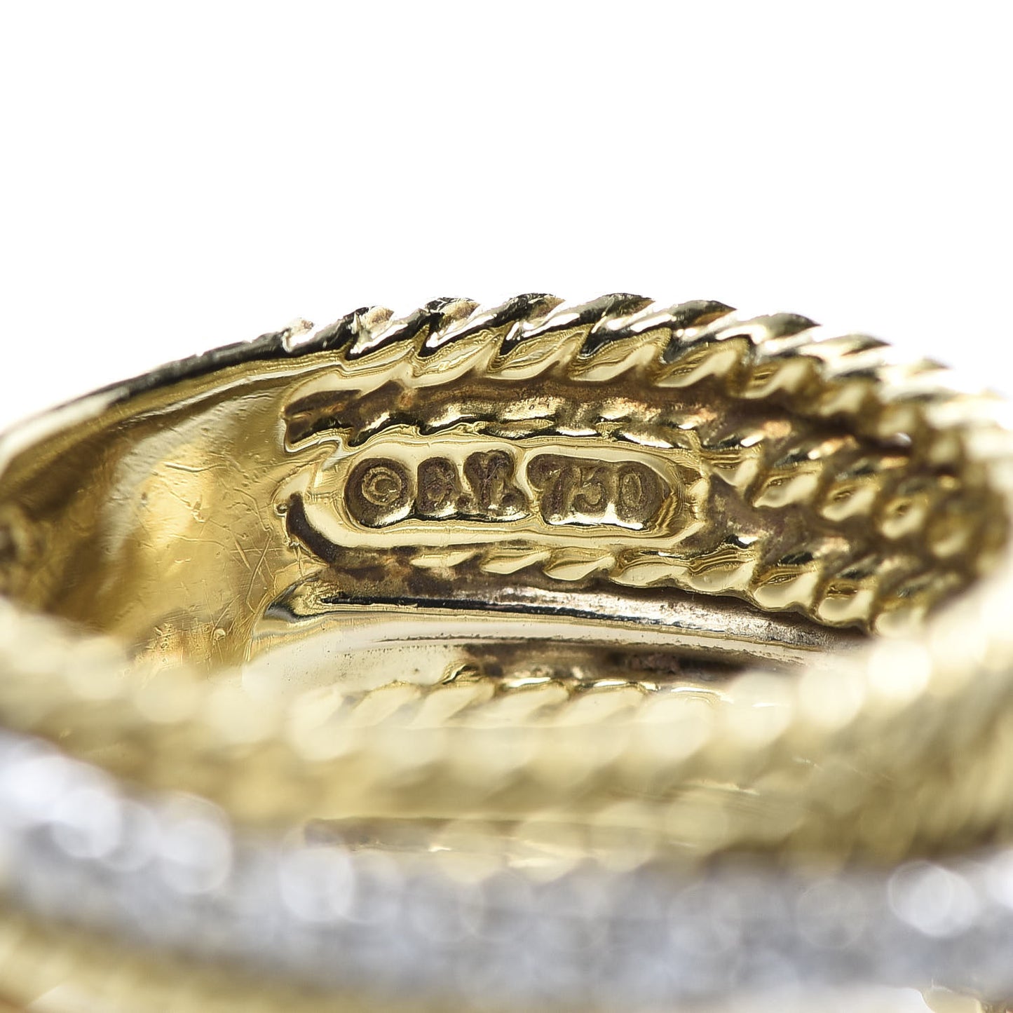 18K Yellow Gold Diamond 11mm Wide Crossover Ring 51 5.75