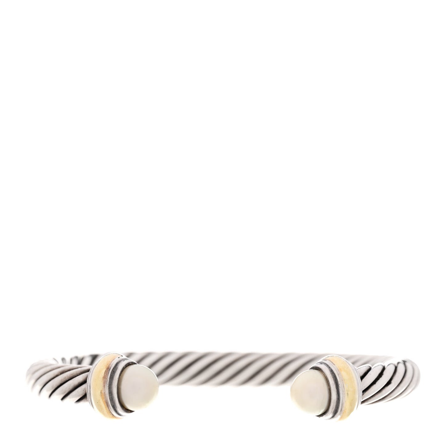 Sterling Silver 14K Yellow Gold Pearl 7mm Cable Classics Bracelet