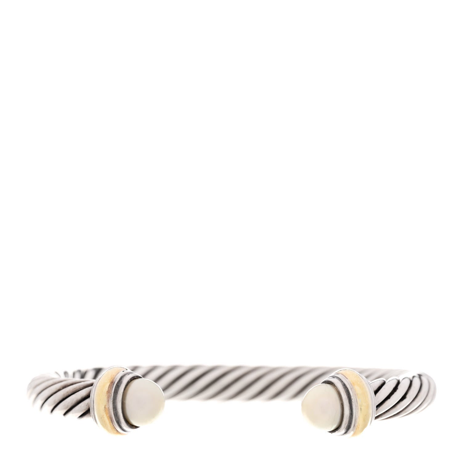 David Yurman Sterling Silver 14K Yellow Gold Pearl 7mm Cable Classics Bracelet 1 of 3
