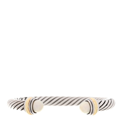 David Yurman Sterling Silver 14K Yellow Gold Pearl 7mm Cable Classics Bracelet 1 of 3