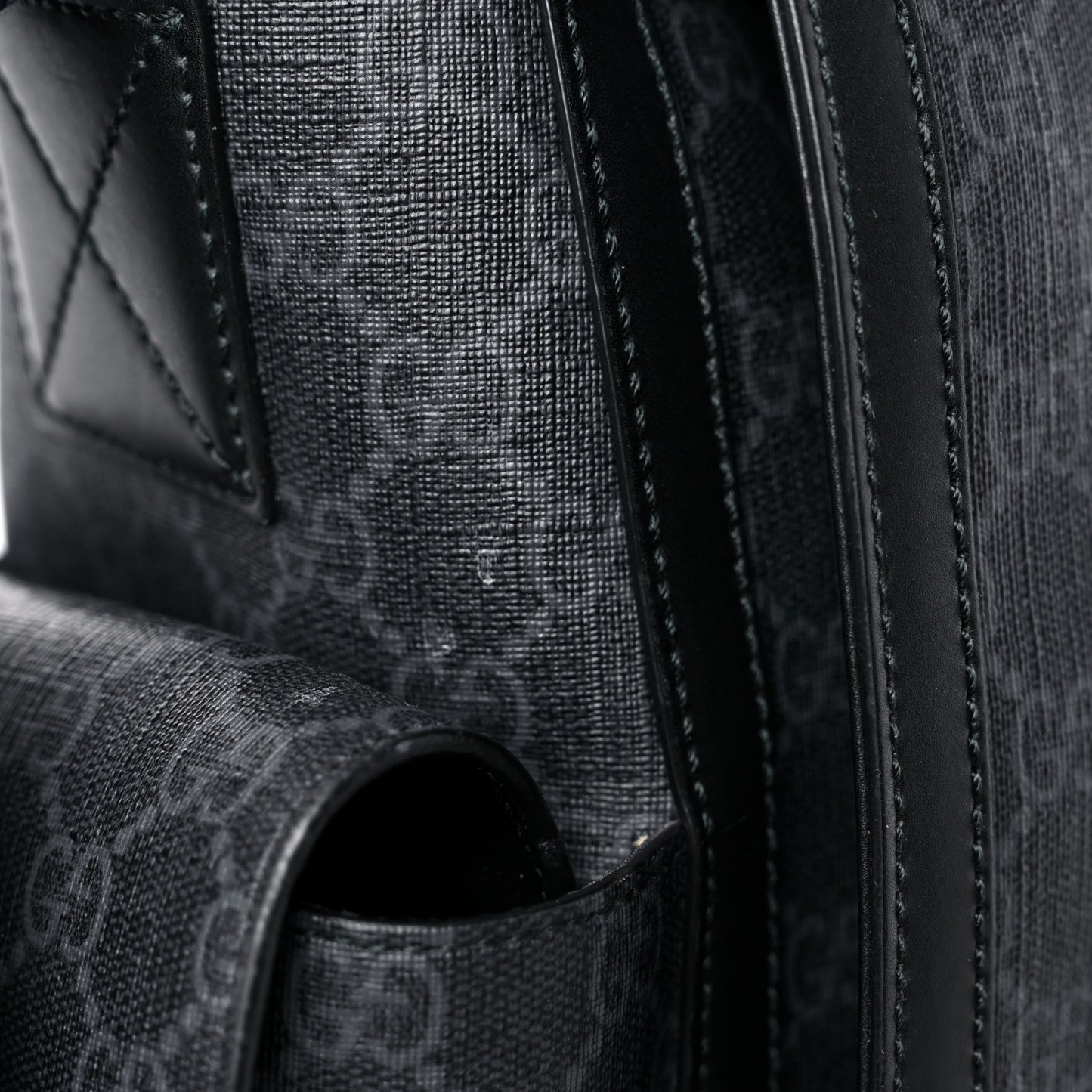 GG Supreme Monogram Web Messenger Diaper Bag Black Grey