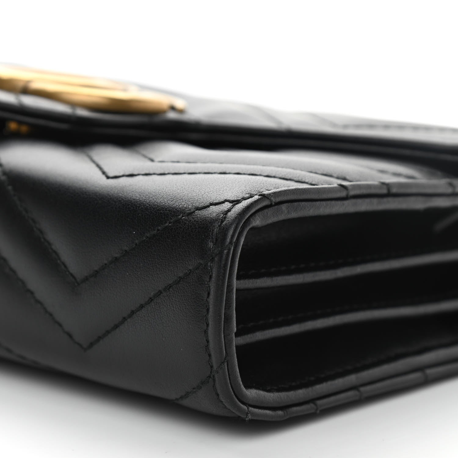 Gucci Calfskin Matelasse GG Marmont Chain Wallet Black 6 of 12