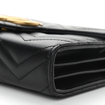 Gucci Calfskin Matelasse GG Marmont Chain Wallet Black 6 of 12