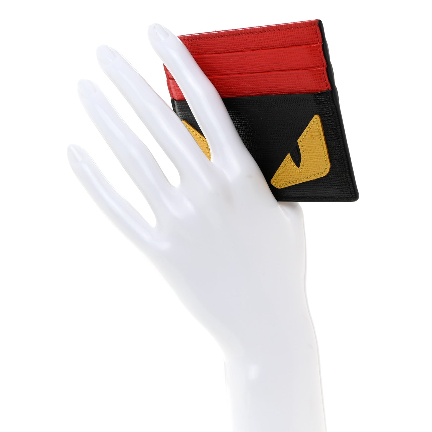 Vitello Elite Monster Eyes Inlay Card Holder Black Giallo Rosso