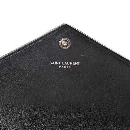 Saint Laurent Calfskin Matelasse Chevron Heart Patchwork Monogram Wallet Black 6 of 8