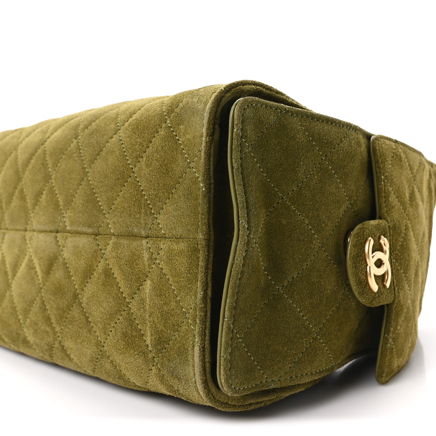 Chanel Suede Quilted Small Chanel 25 Handbag Khaki 10 of 10