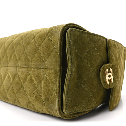 Chanel Suede Quilted Small Chanel 25 Handbag Khaki 10 of 10