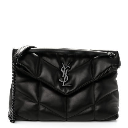 Saint Laurent Lambskin Quilted Monogram Monochrome Small Loulou Puffer Chain Satchel Black 1 of 10