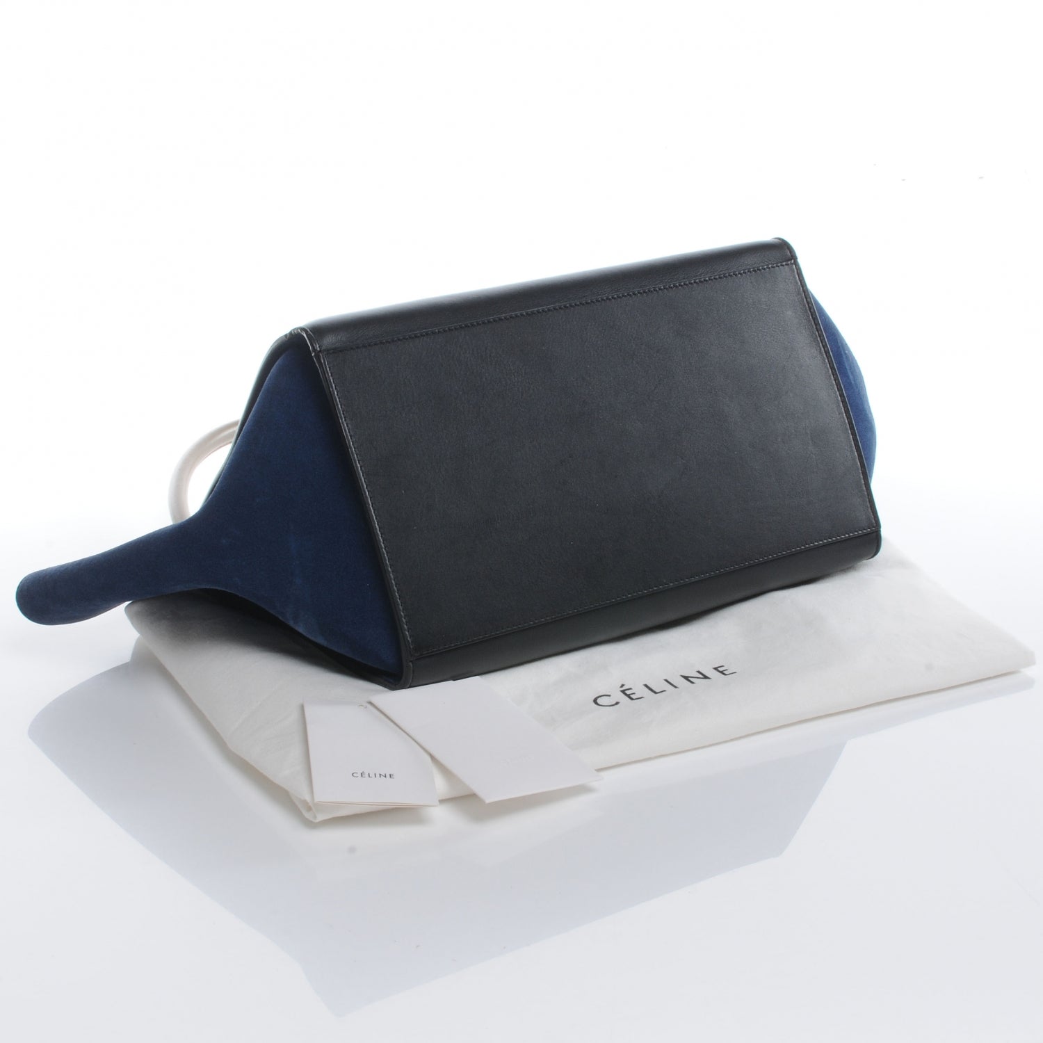Celine Calfskin and Suede Large Tri-Color Trapeze Royal Blue 4 of 7