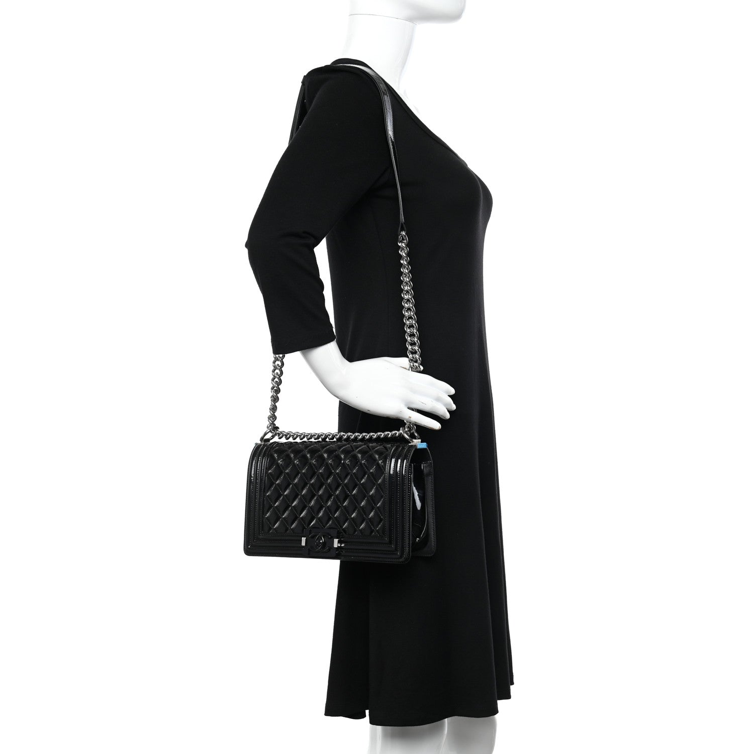 Chanel Patent Calfskin Quilted Medium Plexiglass Boy Flap Black 2 of 10