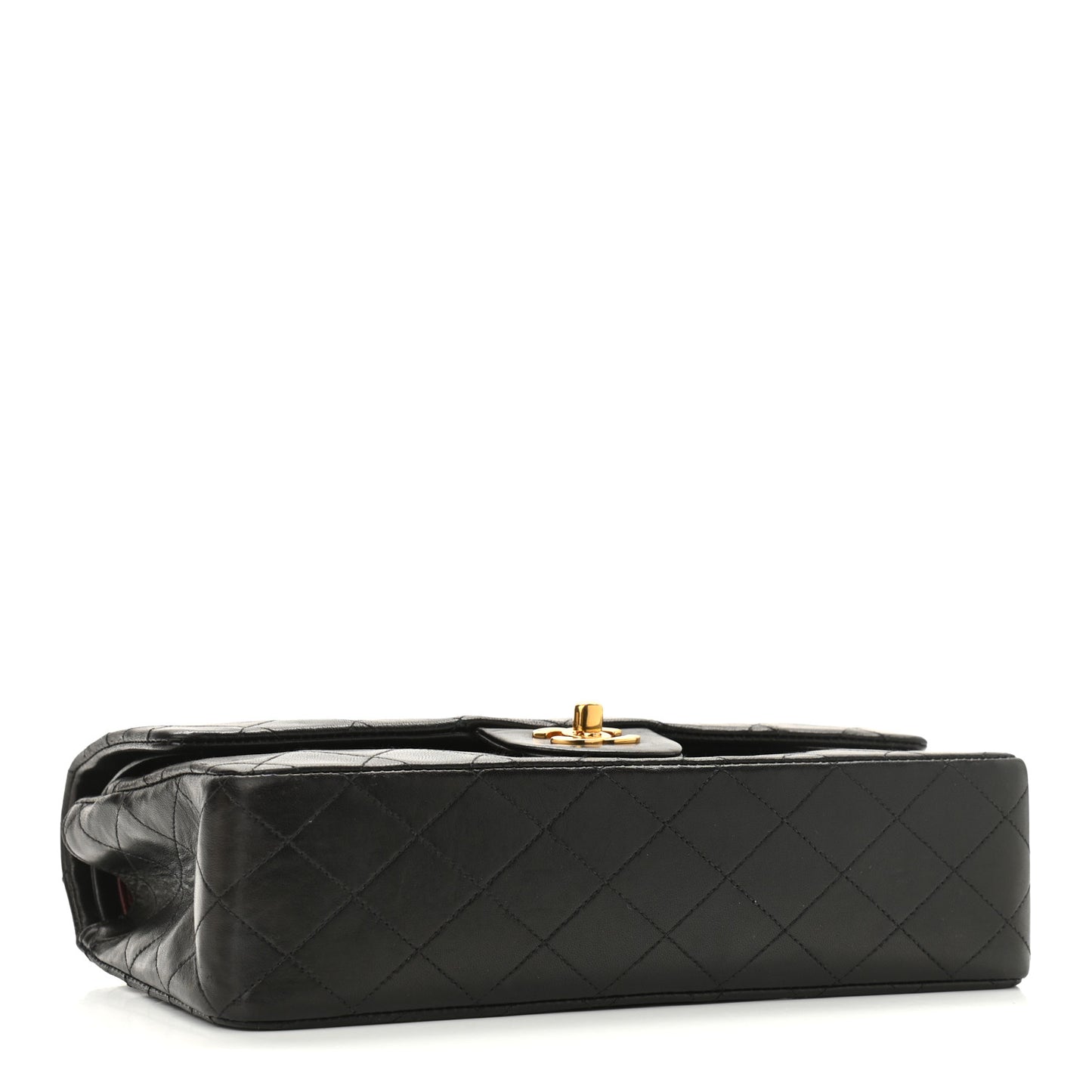 Lambskin Quilted Medium Double Flap Black