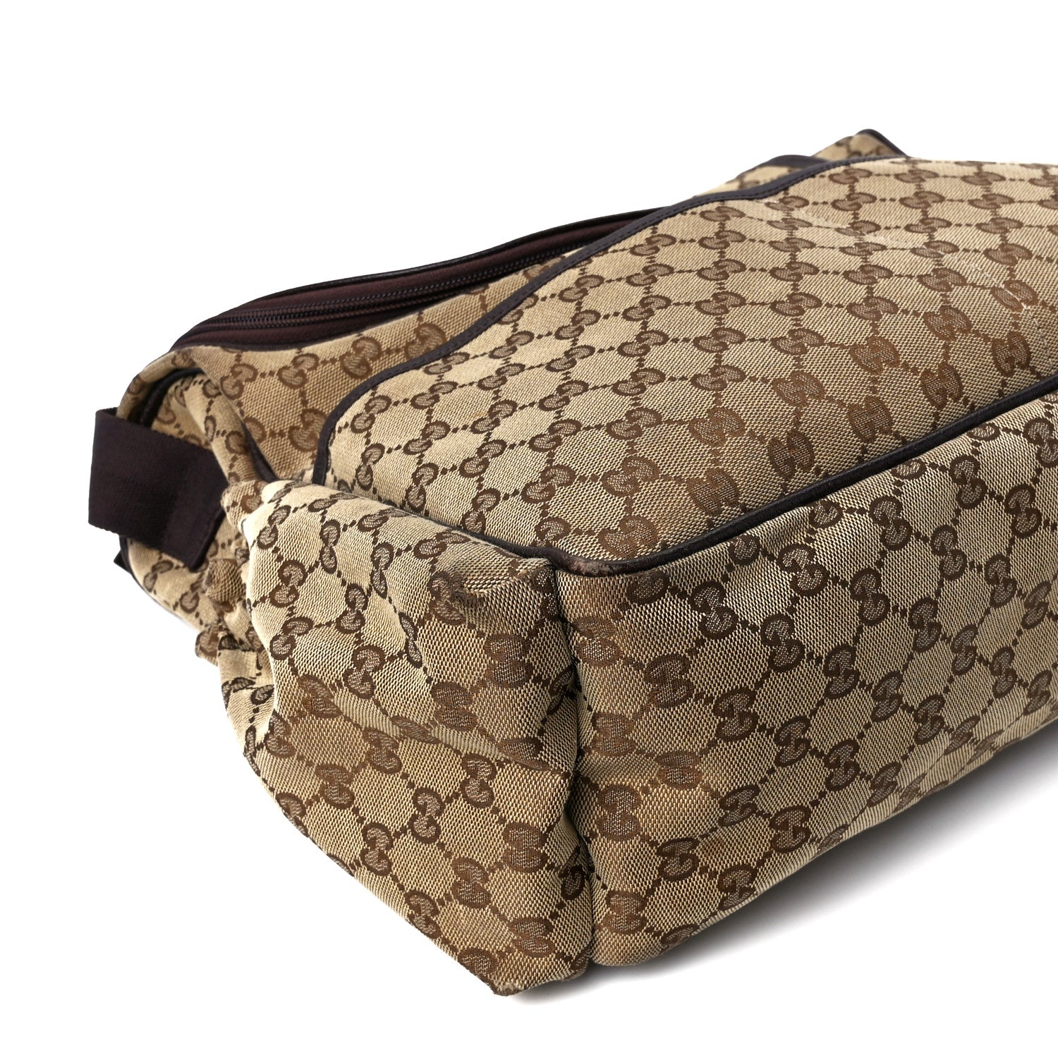 Gucci Monogram Natural Pigskin Large Diaper Bag Beige Ebony Cocoa Dark Chocolate 12 of 13