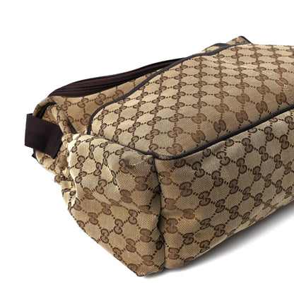 Gucci Monogram Natural Pigskin Large Diaper Bag Beige Ebony Cocoa Dark Chocolate 12 of 13