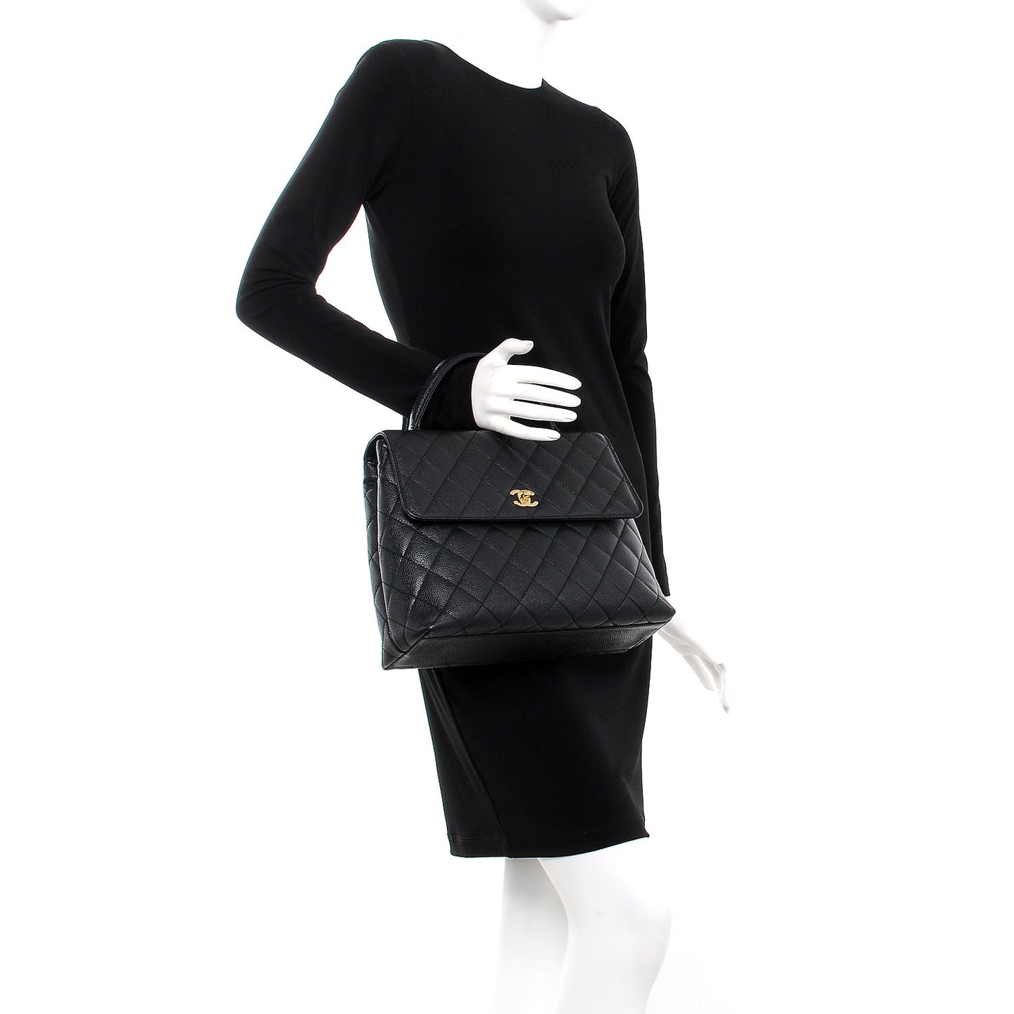Caviar Quilted Jumbo Kelly Flap Black