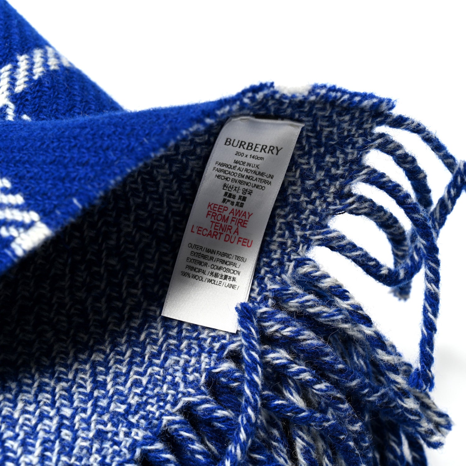 Burberry Wool Windowpane Fringe Blanket Knight 3 of 3