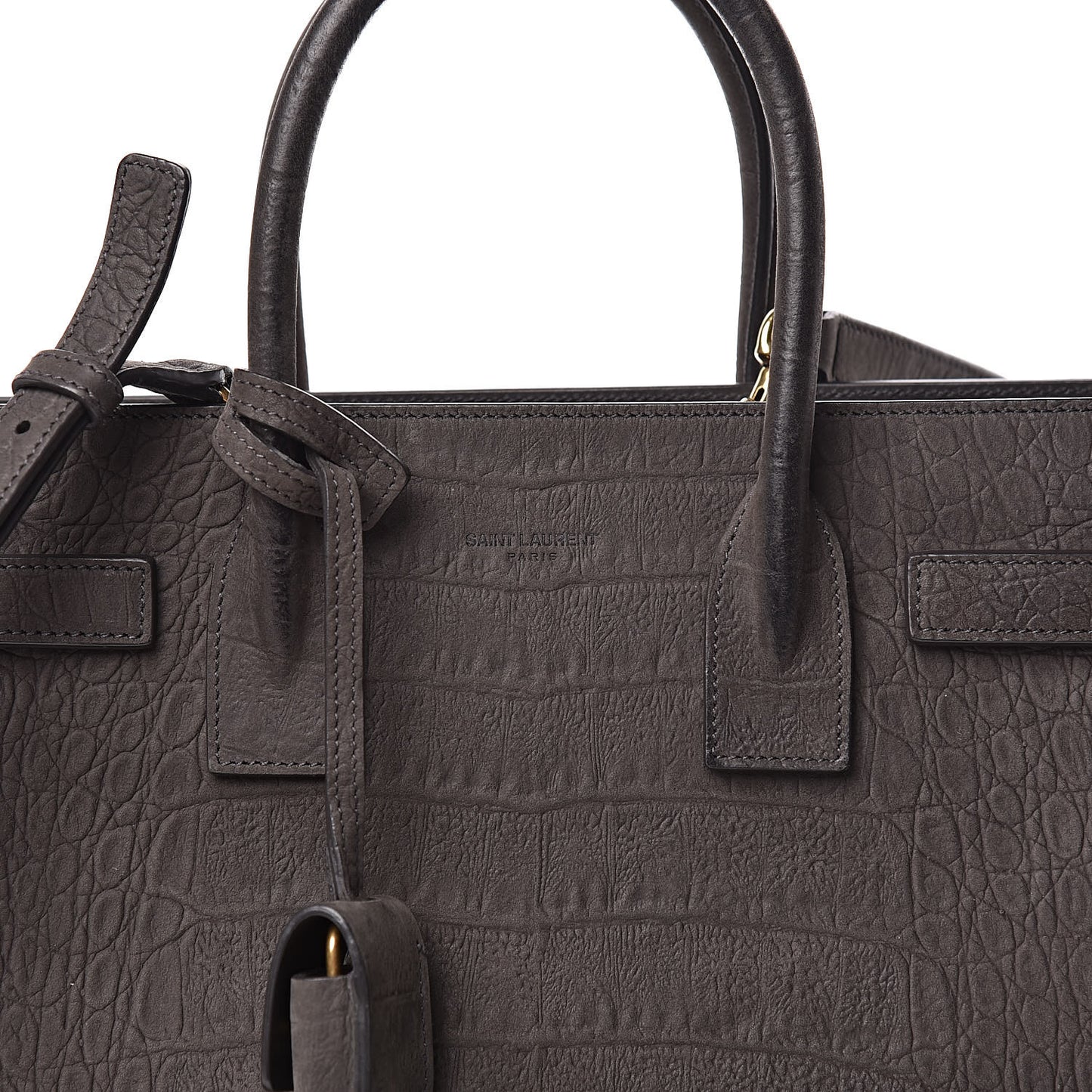 Crocodile Embossed Nubuck Baby Sac De Jour Dark Anthracite