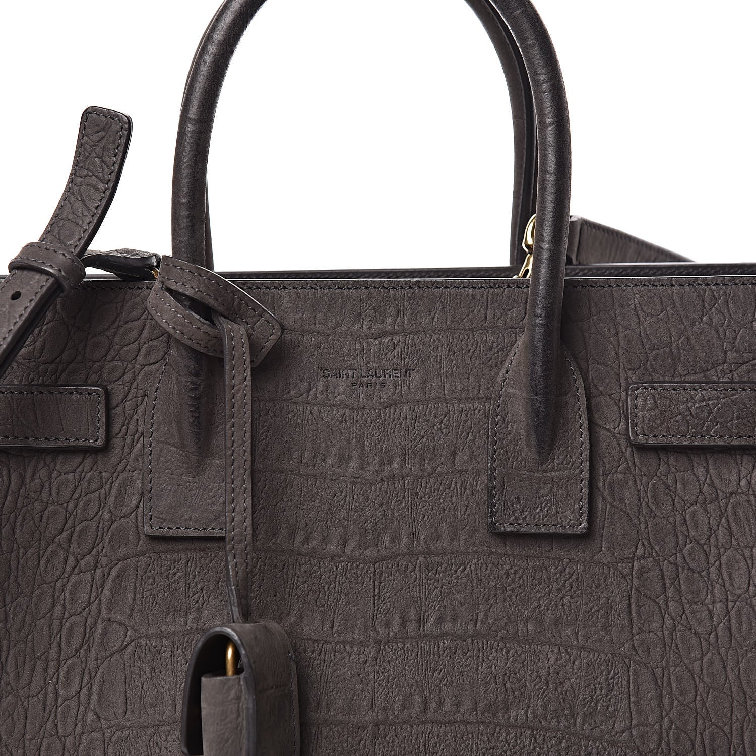 Saint Laurent Crocodile Embossed Nubuck Baby Sac De Jour Dark Anthracite 12 of 12