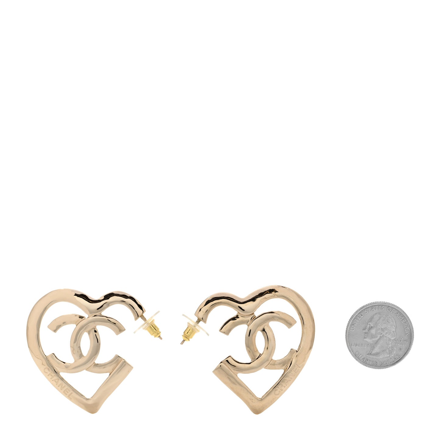 Metal CC Heart Coco In Love Hoop Earrings Gold