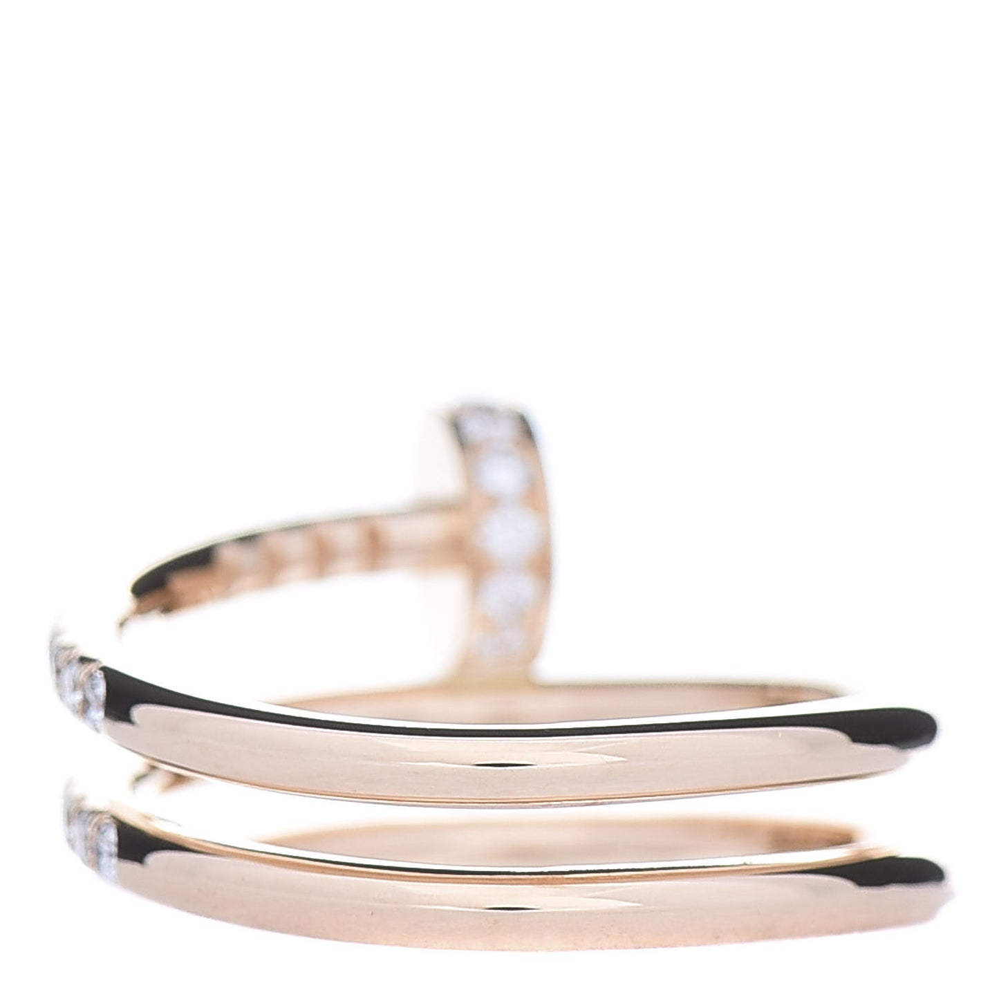 18K Pink Gold Diamond Double Juste Un Clou Paved Ring 48 4.5