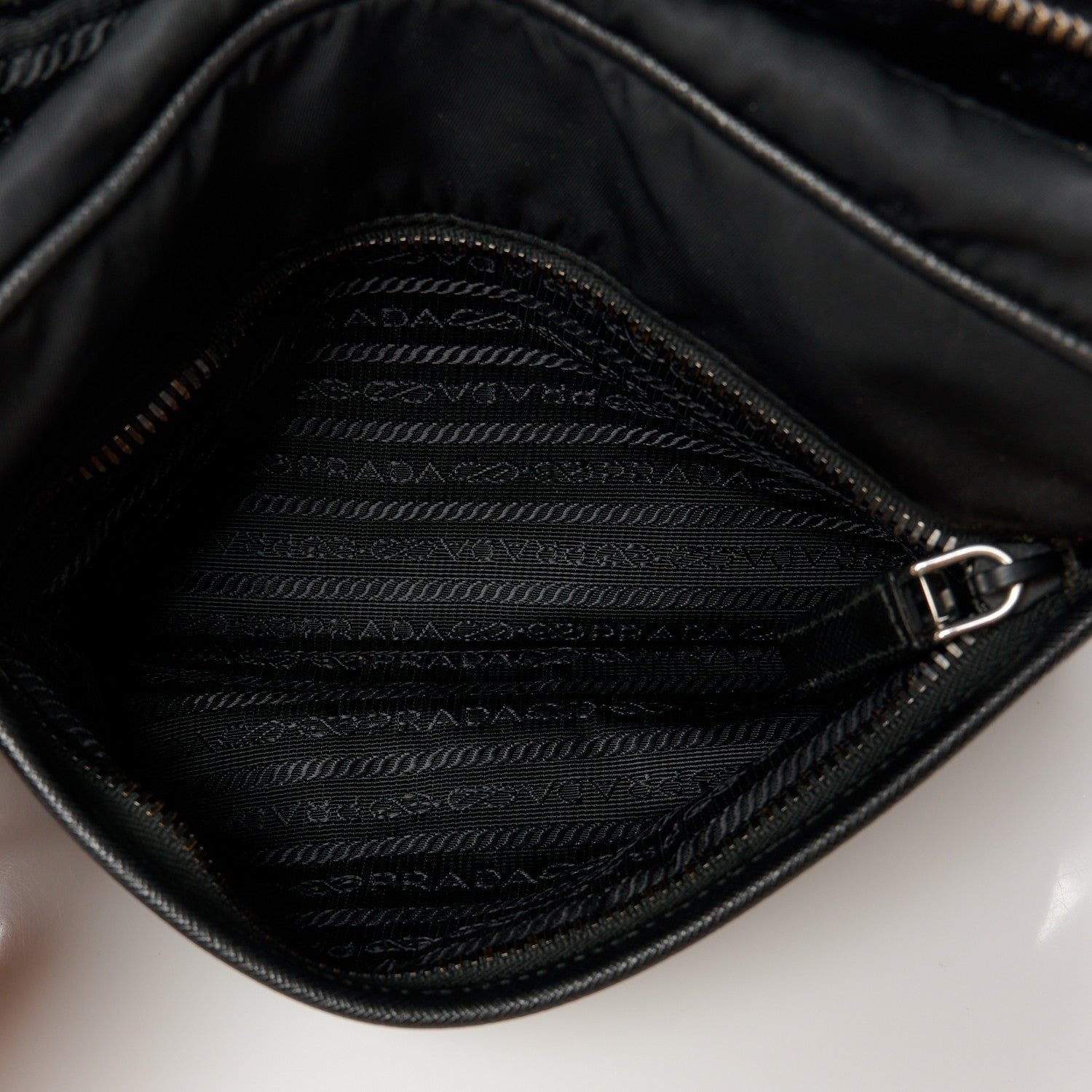 Prada Tessuto Nylon Saffiano Shoulder Bag Black 8 of 11