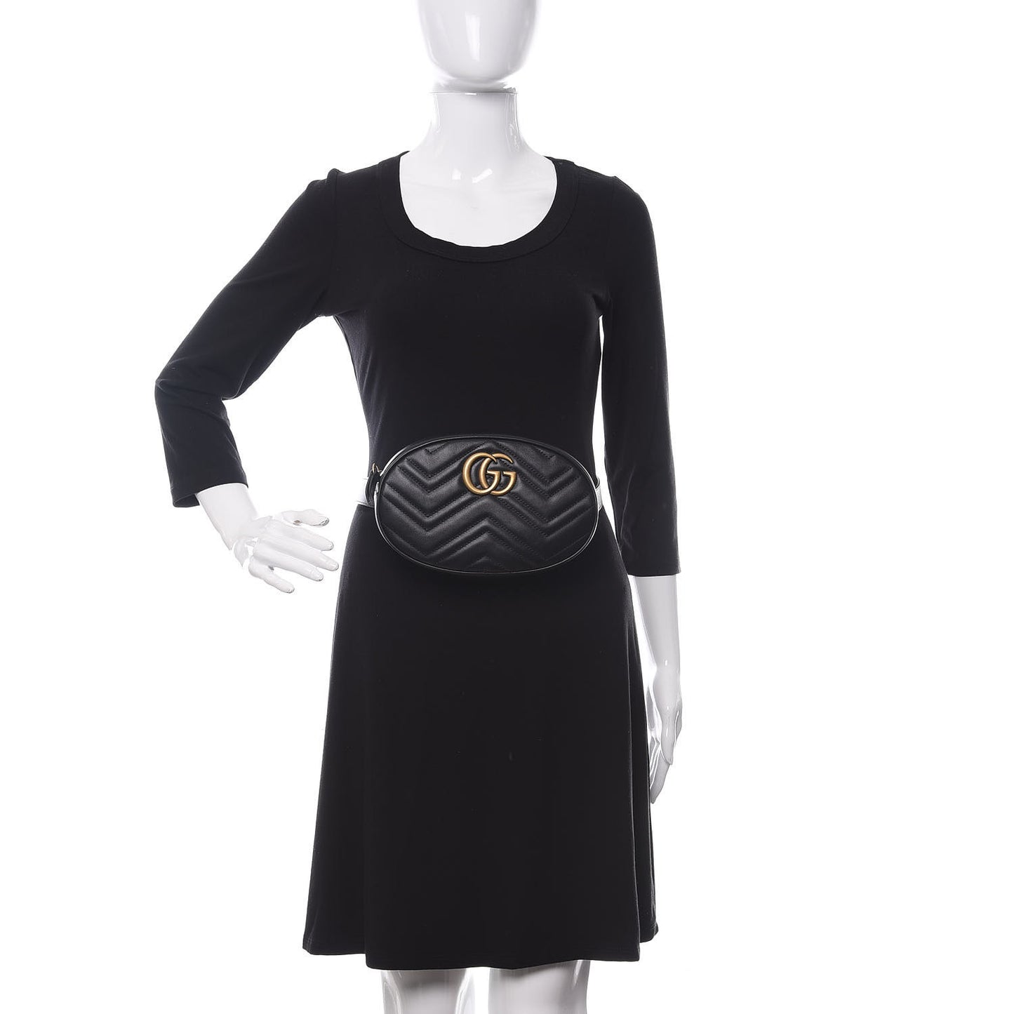 Calfskin Matelasse GG Marmont Belt Bag 75 30 Black