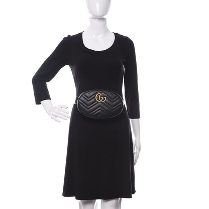 Gucci Calfskin Matelasse GG Marmont Belt Bag 75 30 Black 2 of 10
