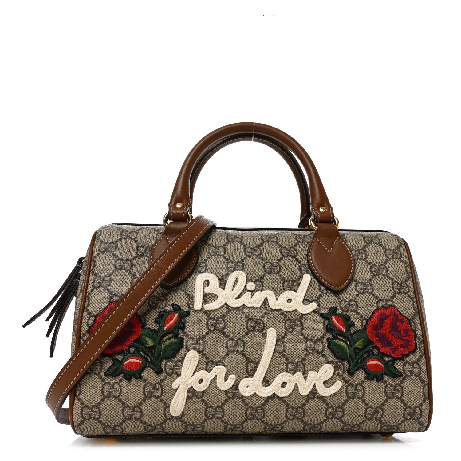 Gucci GG Supreme Monogram Blind for Love Embroidered Small Boston Beige Tuscany 1 of 12