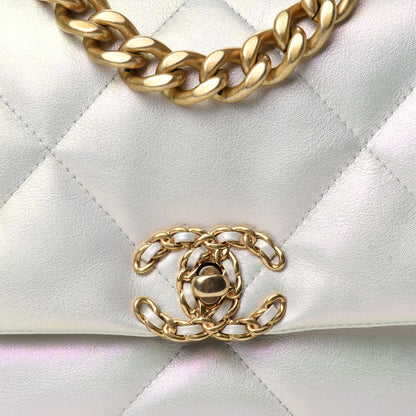Chanel Iridescent Calfskin Quilted Medium Chanel 19 Flap White 11 of 12