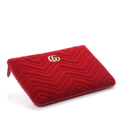 Gucci Velvet Matelasse GG Marmont Zip Pouch Hibiscus Red 4 of 10