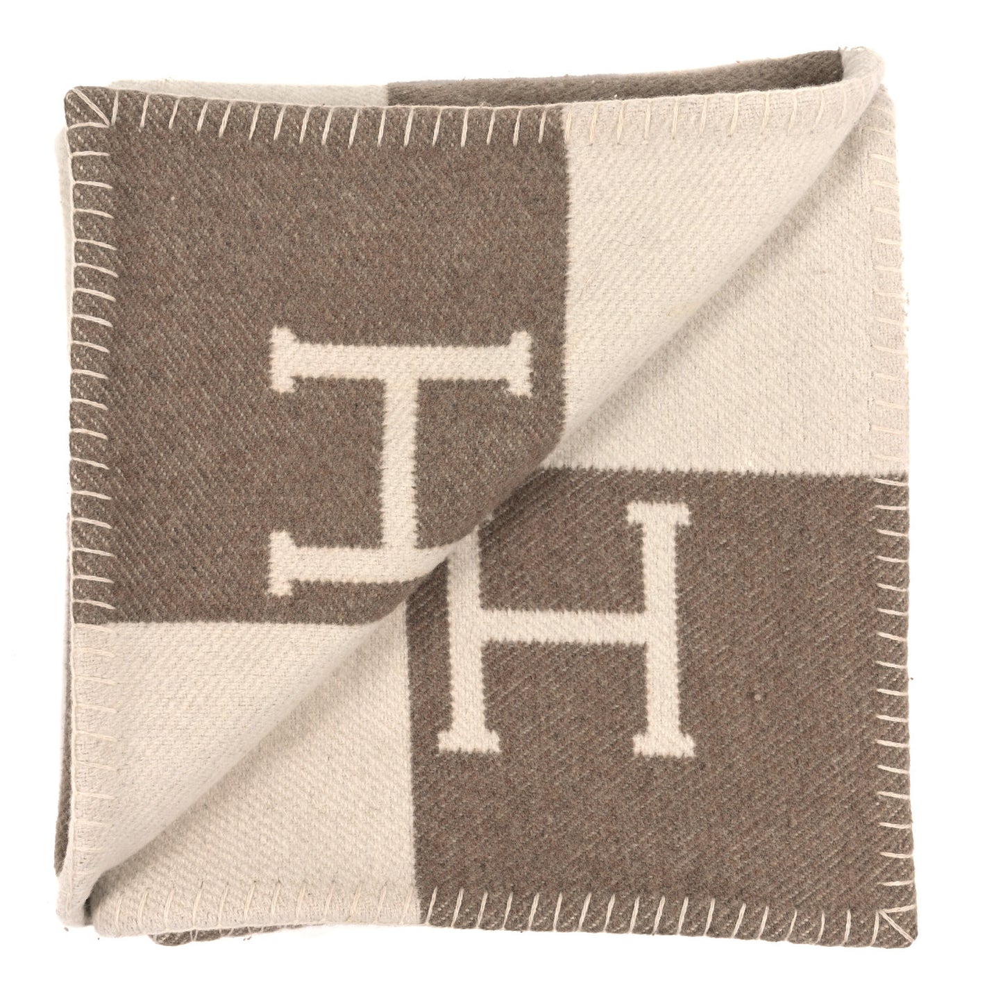 Wool Cashmere Avalon Baby Blanket Noisette Moyen White