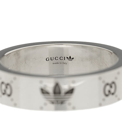 Gucci X ADIDAS Sterling Silver Trefoil GG Monogram Band Ring 63 10.5 4 of 7