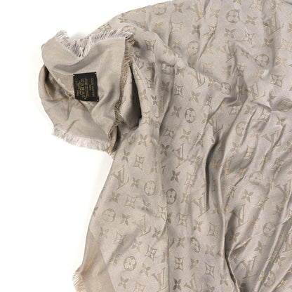 Louis Vuitton Silk Lurex Wool Monogram Shine Shawl Greige 4 of 4
