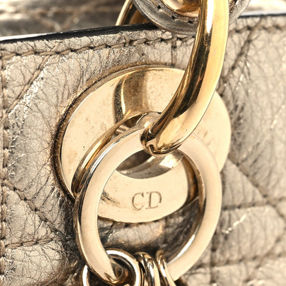 Christian Dior Metallic Grained Calfskin Cannage Mini Supple Lady Dior Pale Gold 15 of 16