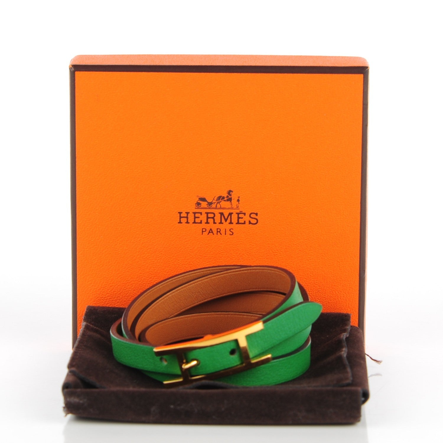 Hermes Swift Hapi 3 MM Triple Tour Wrap Bracelet PM Bambou 6 of 6