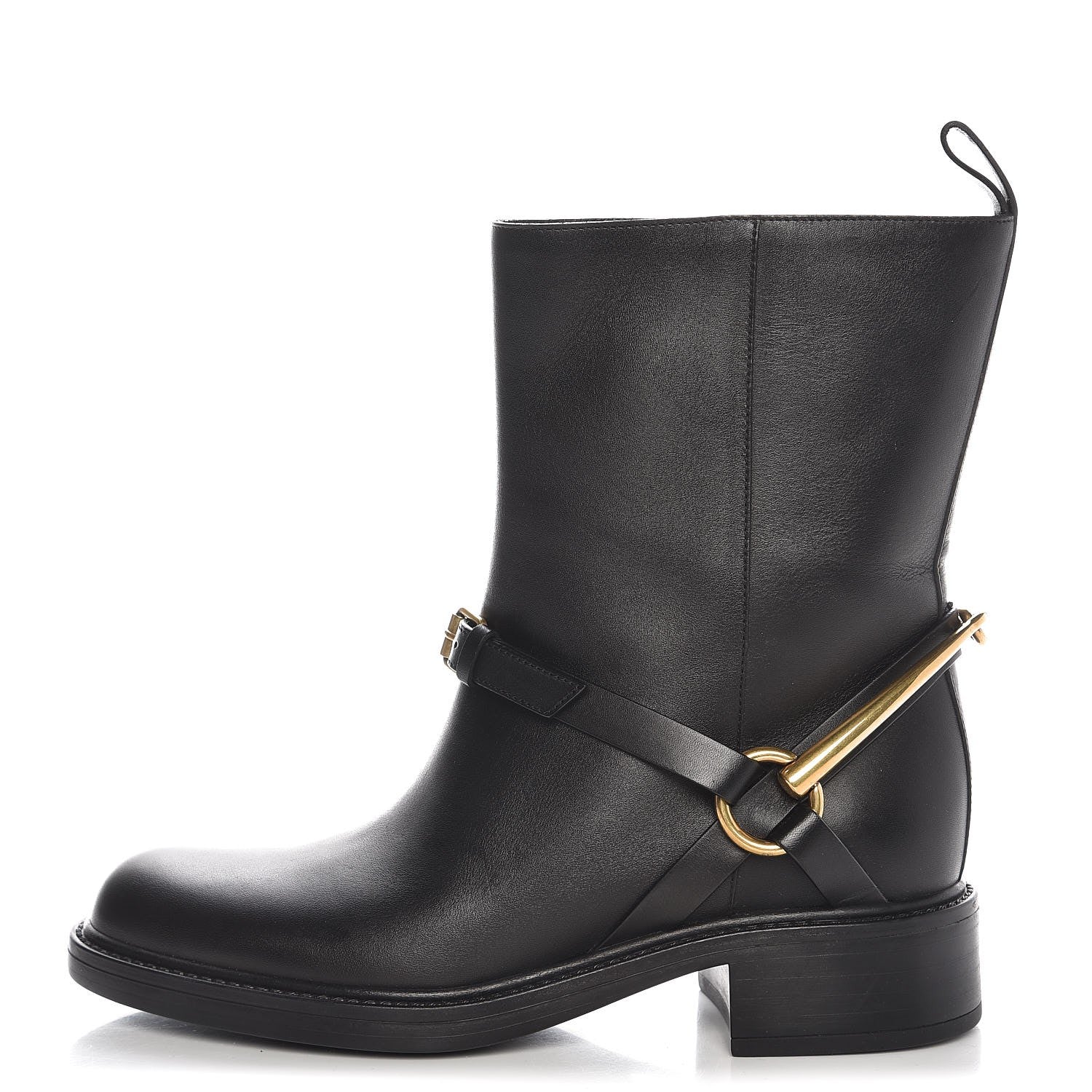 Gucci Calfskin Tess Horsebit Ankle Boots 34.5 Black 1 of 7