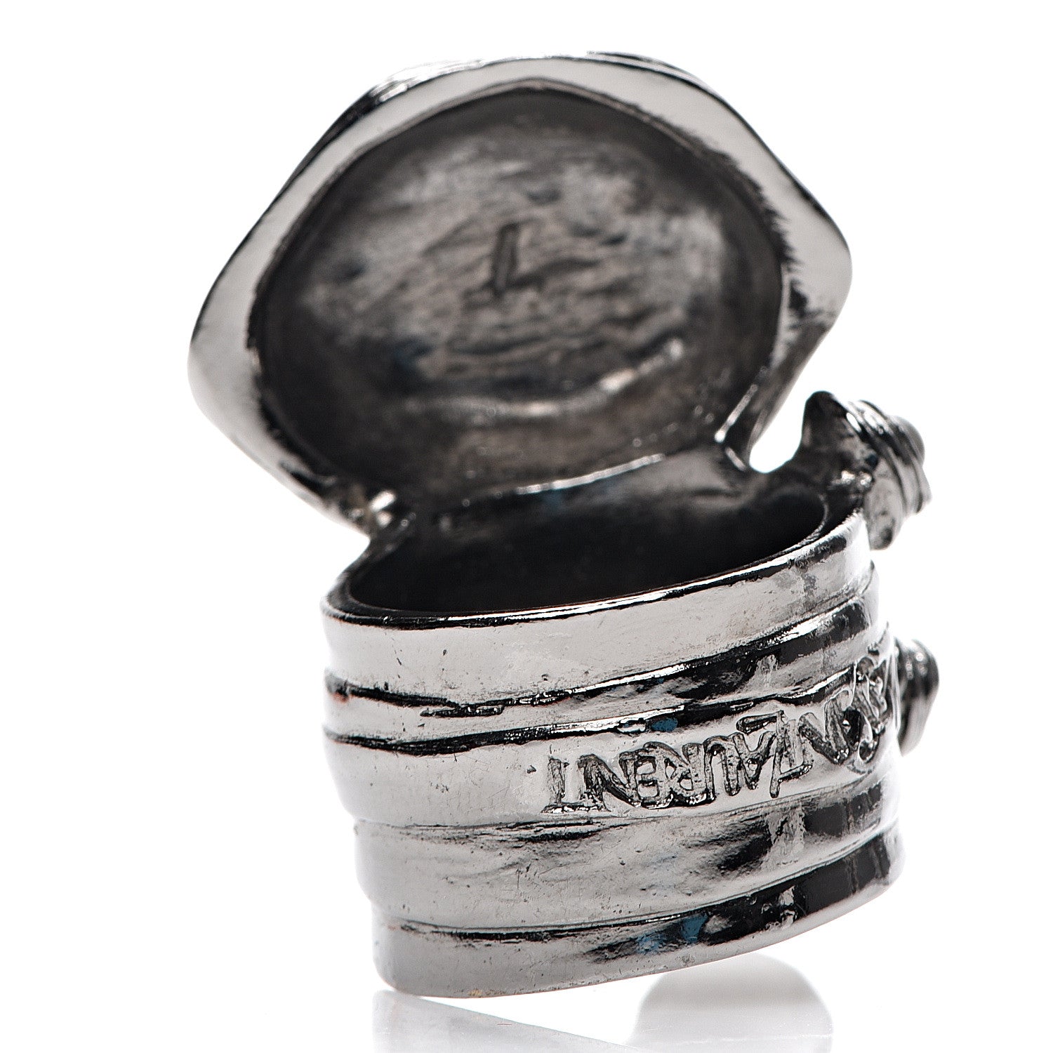 Saint Laurent Enamel Arty Ring 7 Tin Black 2 of 4