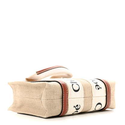 Chloe Cotton Calfskin Mini Woody Ribbon Tote White Brown 4 of 9