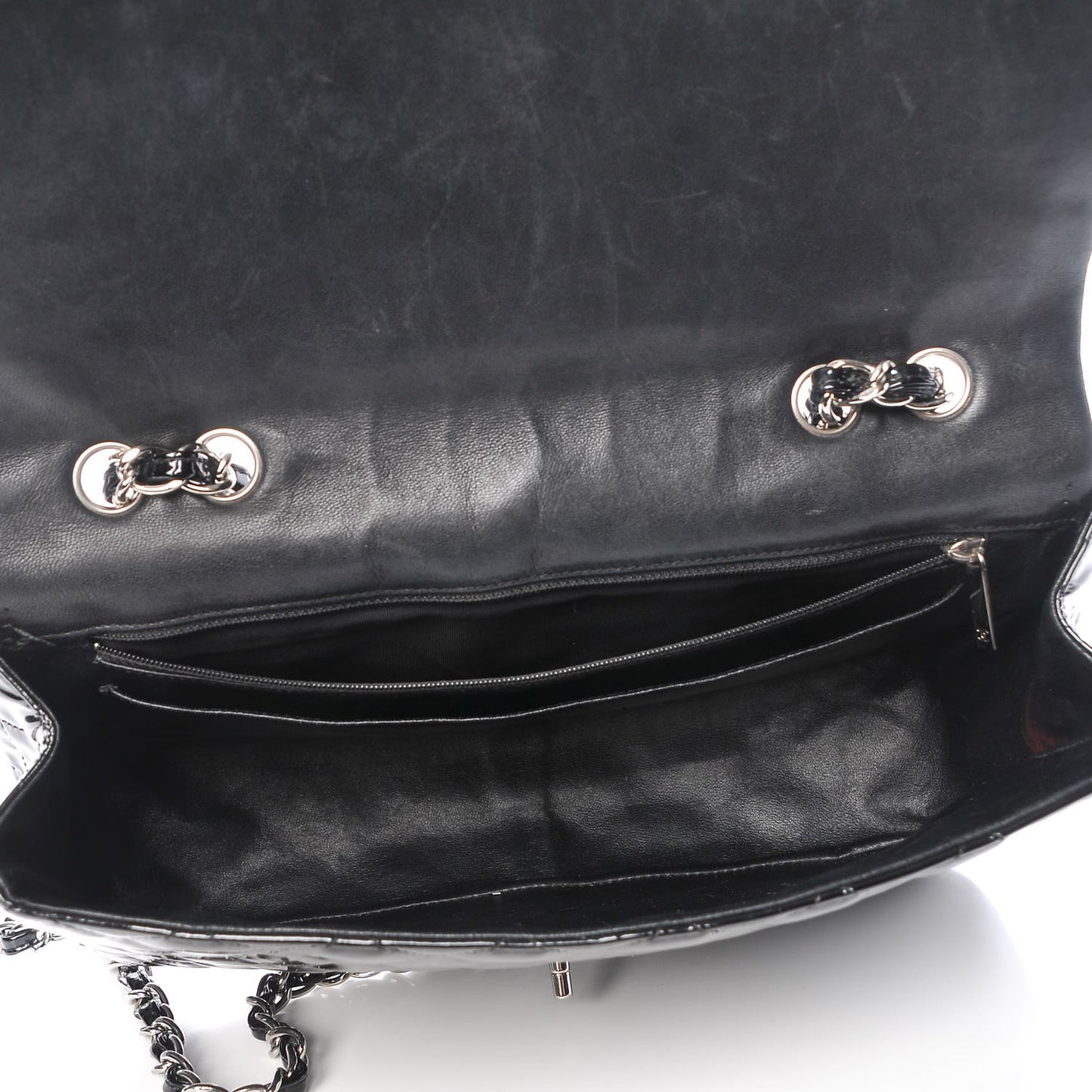 Patent Quilted Jumbo Single Flap Black