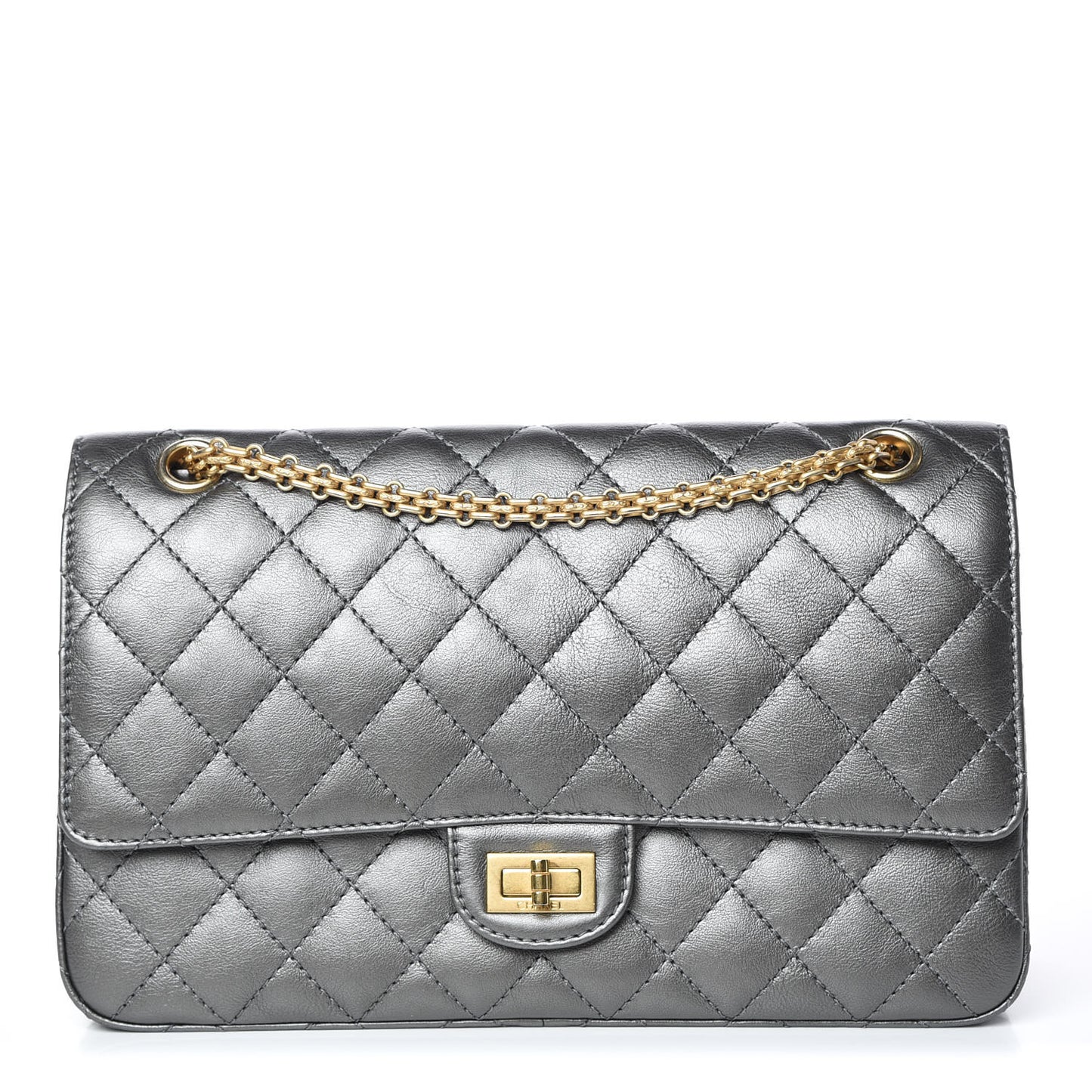 Metallic Calfskin Quilted 2.55 Reissue 226 Flap Charcoal