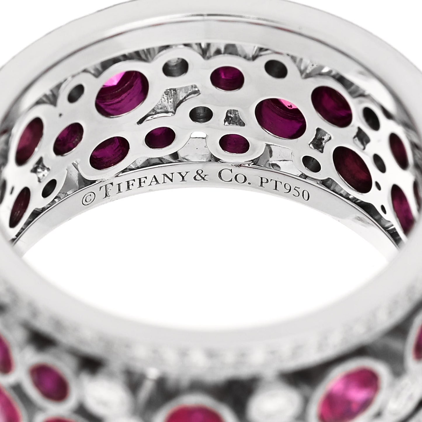 Platinum Diamond Ruby Cobblestone Band Ring 52 6