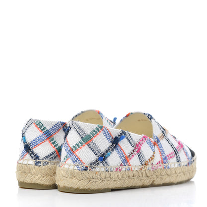 Chanel Tweed Grosgrain CC Espadrilles 36 White Blue Pink Green Black 4 of 9