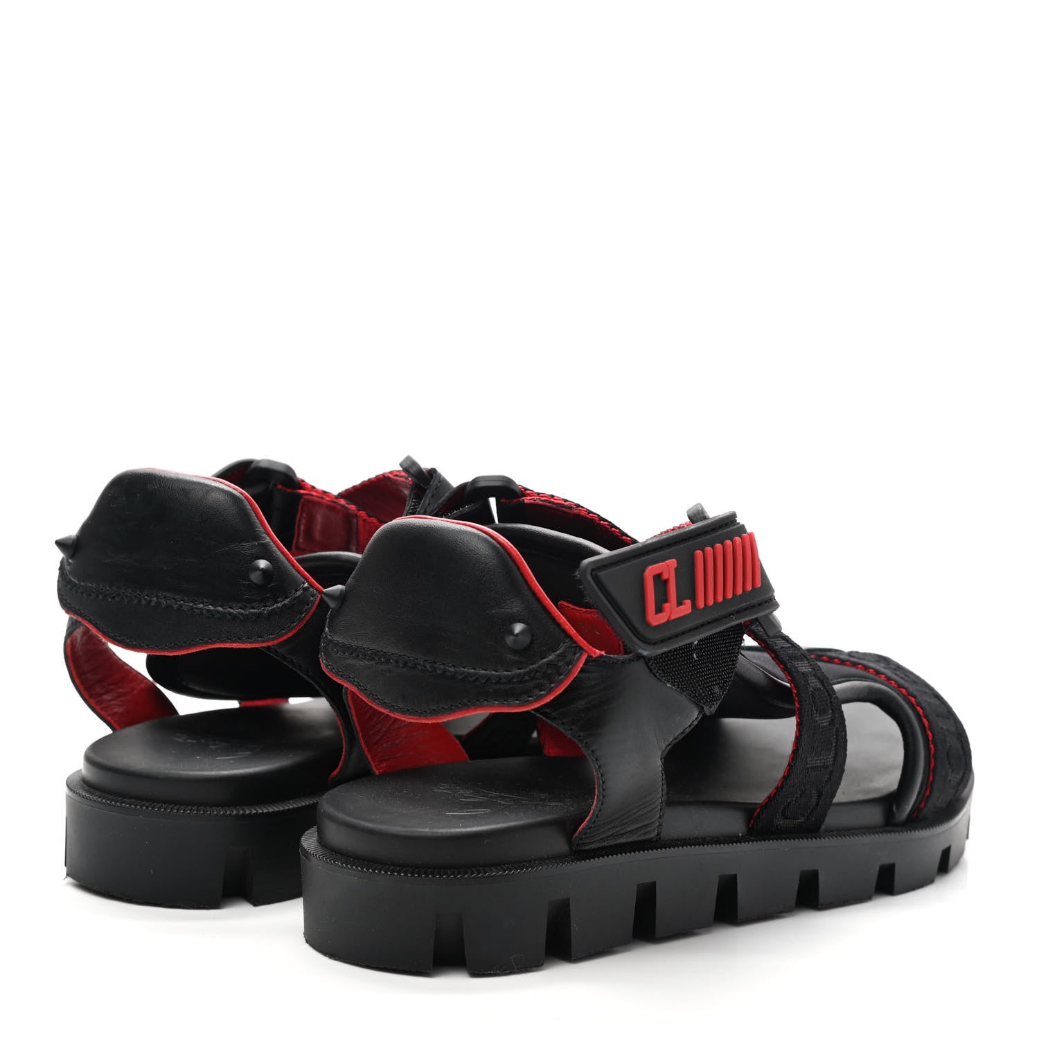 Christian Louboutin Calfskin Velcrissimo Flat Sandals 36 Black 4 of 7