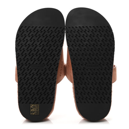 Hermes Suede Goatskin Woolskin Womens Chypre Sandals 37 Rose Aube 4 of 4