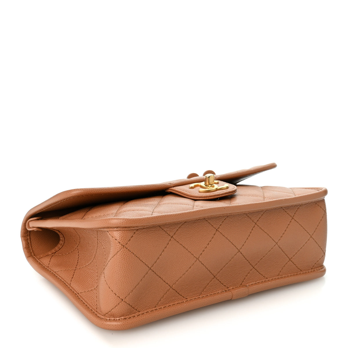 Chanel Caviar Quilted School Memory Top Handle Flap Brown 3 of 9