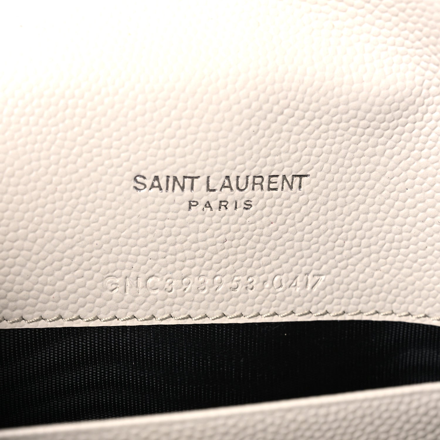 Saint Laurent Grain De Poudre Matelasse Chevron Monogram Envelope Chain Wallet Optical White 7 of 11