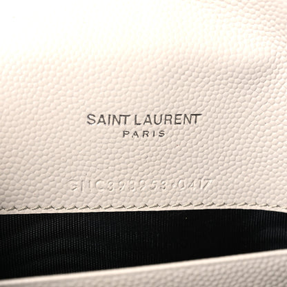 Saint Laurent Grain De Poudre Matelasse Chevron Monogram Envelope Chain Wallet Optical White 7 of 11